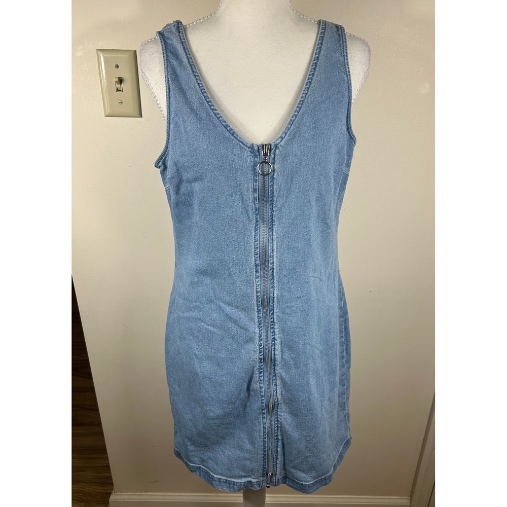 Indie Sleaze‎ Denim Mini Dress Sz L 11-13 Blue Zip Front Y2K Aesthetic 90s Style